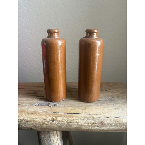 Vintage Brown Stoneware Pottery Bottle Vase 5.25" - Picture 2 of 5